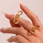 Bowknot Copper Rings For Women PVD Gold Plated Engagement Index Finger Wedding Jewelry Gifts
