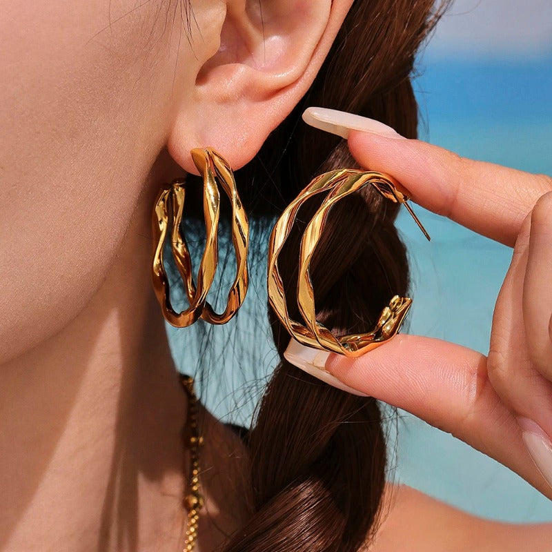 Minimalist Double Layer  Earrings for Women