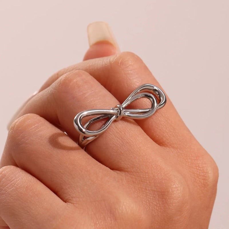 Bowknot Copper Rings For Women PVD Gold Plated Engagement Index Finger Wedding Jewelry Gifts