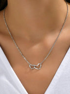 Cute Double Hollow Heart Necklace for Women Valentine's Day Jewelry