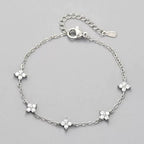 Silver Bracelets for Women 925 Sterling Silver Shiny Zircon Flower Wedding Jewelry