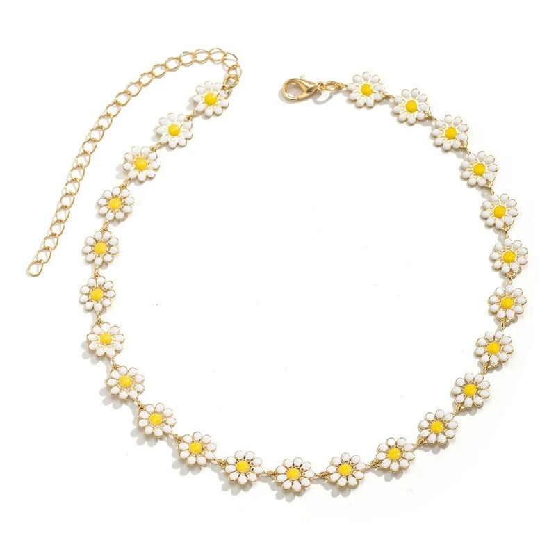 Flower Daisy Clavicle Necklace for Women Wed Summer Sweet Short Choker Y2K Statement Jewelry Gift