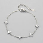 Silver Bracelets for Women 925 Sterling Silver Shiny Zircon Flower Wedding Jewelry