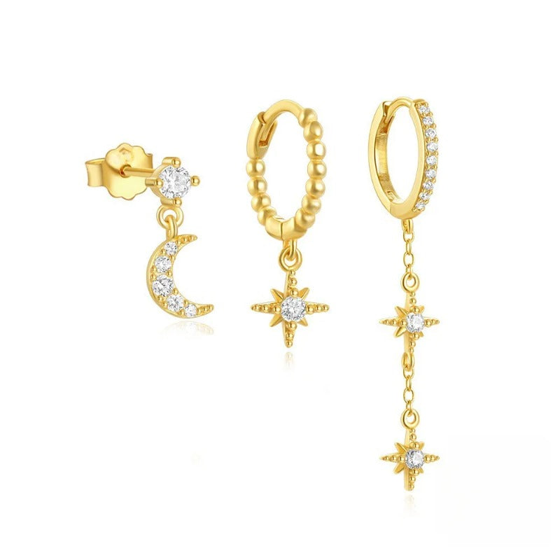 Hoop Earring For Women Star Moon Pendant Cartilage Earring Piercing Jewelry