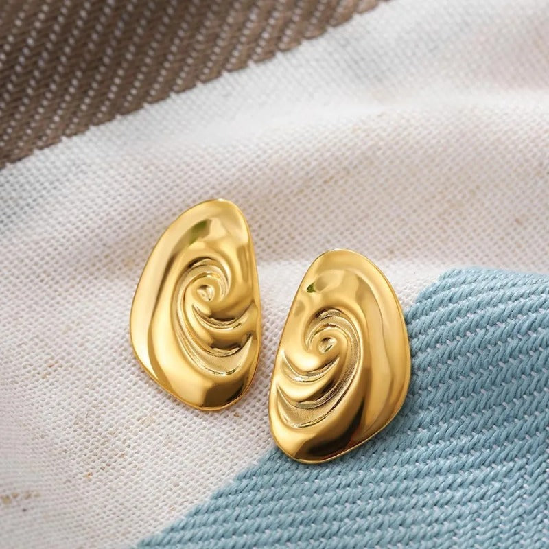 Glossy Three Layer Textured Intersecting Knot Gold Earrings for Women  Earring Vintage Jewelry