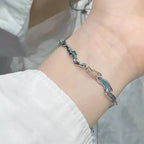 Bracelets for Women Shiny Pink Crystal Cherry Bloss Bow Flowers Zircon Bracelet Party Jewelry