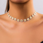 Flower Daisy Clavicle Necklace for Women Wed Summer Sweet Short Choker Y2K Statement Jewelry Gift