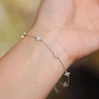 Silver Bracelets for Women 925 Sterling Silver Shiny Zircon Flower Wedding Jewelry