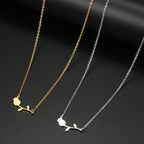 Gold Necklace For Women  Necklaces Rose Valentines Pendant Collar Jewelry for Wedding Party