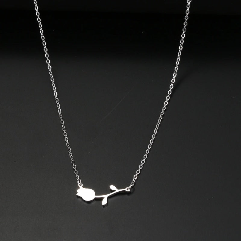 Gold Necklace For Women  Necklaces Rose Valentines Pendant Collar Jewelry for Wedding Party