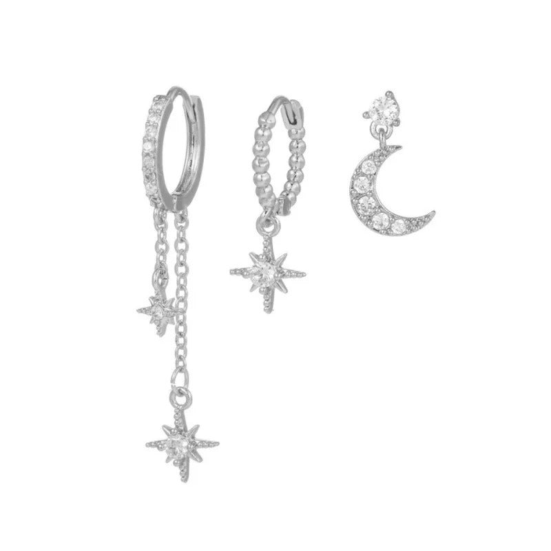 Hoop Earring For Women Star Moon Pendant Cartilage Earring Piercing Jewelry