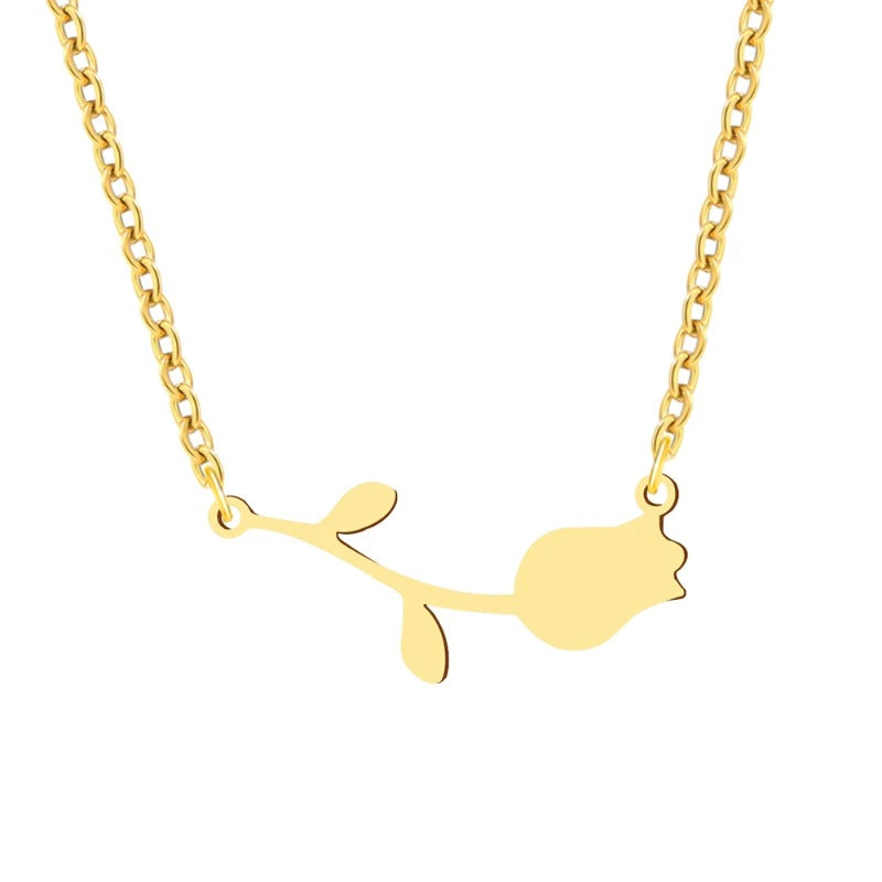 Gold Necklace For Women  Necklaces Rose Valentines Pendant Collar Jewelry for Wedding Party