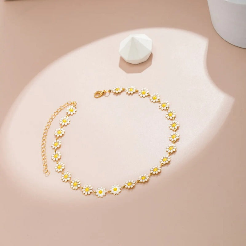 Flower Daisy Clavicle Necklace for Women Wed Summer Sweet Short Choker Y2K Statement Jewelry Gift