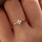925 Sterling Silver Rings for Women Plated Inlaid Zirconia Flower Exquisite Sweet Wedding Party Jewelry