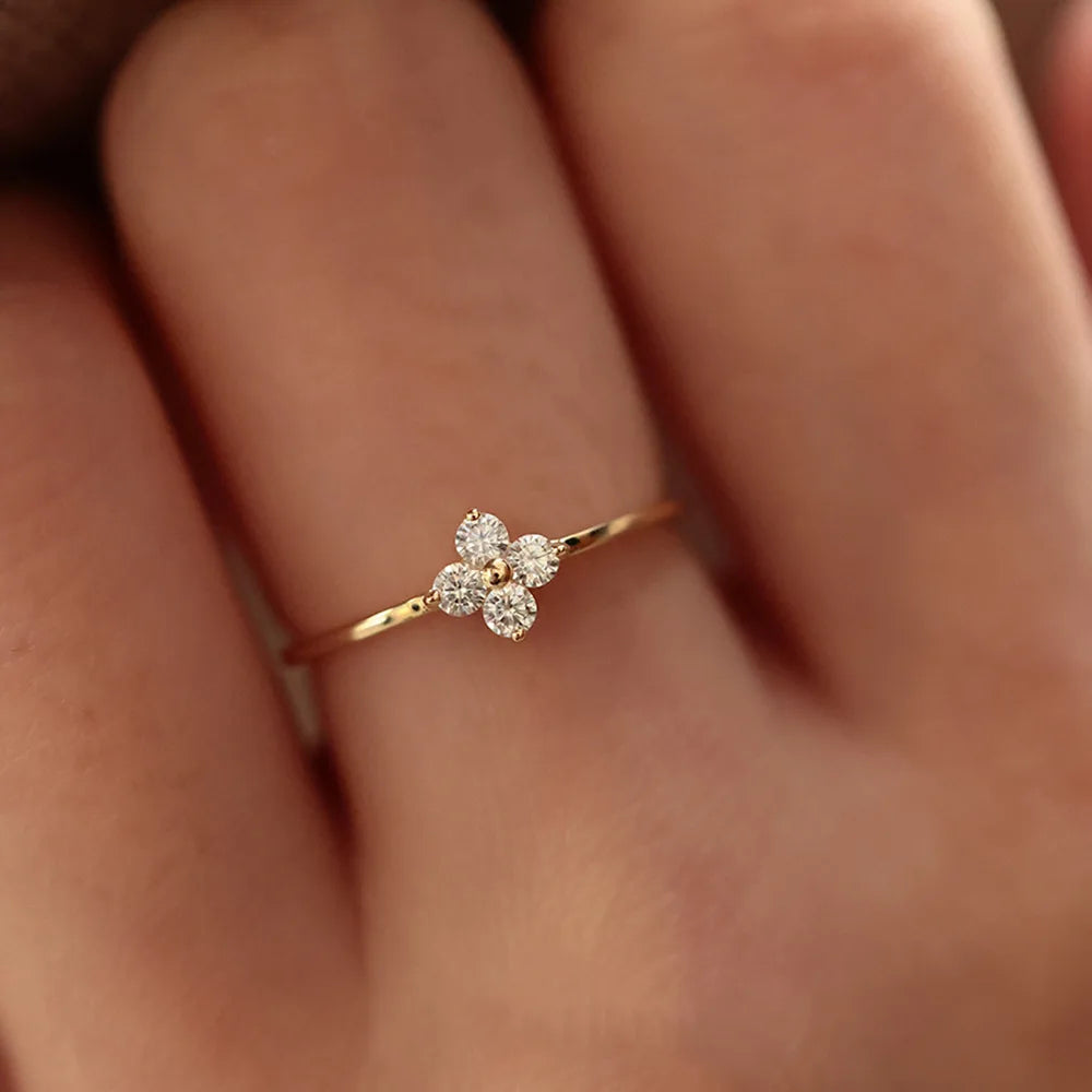 925 Sterling Silver Rings for Women Plated Inlaid Zirconia Flower Exquisite Sweet Wedding Party Jewelry