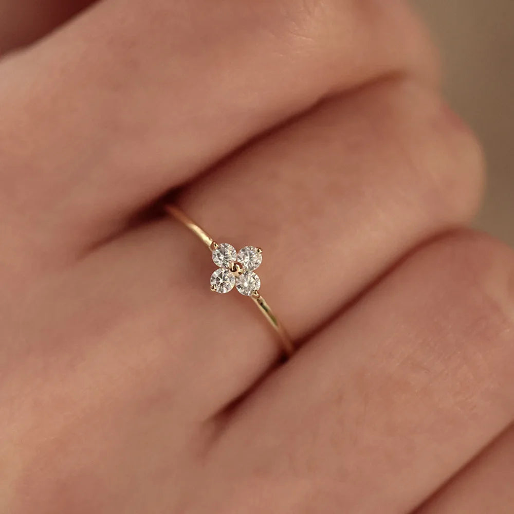 925 Sterling Silver Rings for Women Plated Inlaid Zirconia Flower Exquisite Sweet Wedding Party Jewelry