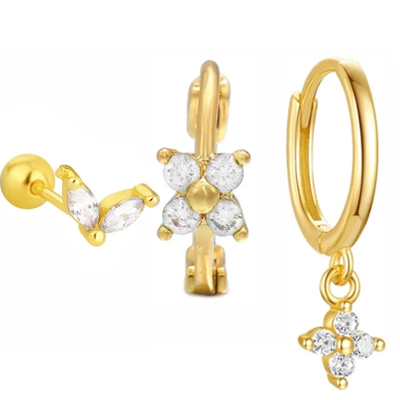 Hoop Earring For Women Star Moon Pendant Cartilage Earring Piercing Jewelry