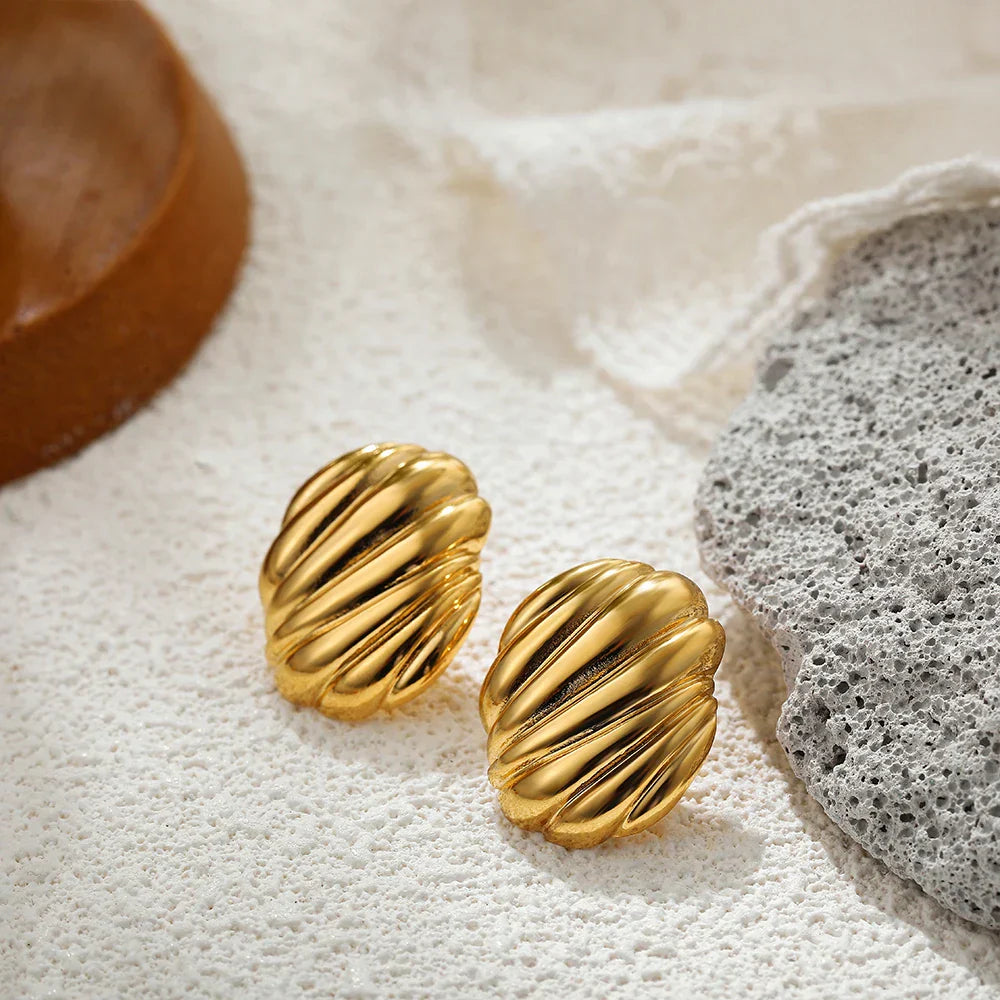 Glossy Three Layer Textured Intersecting Knot Gold Earrings for Women  Earring Vintage Jewelry