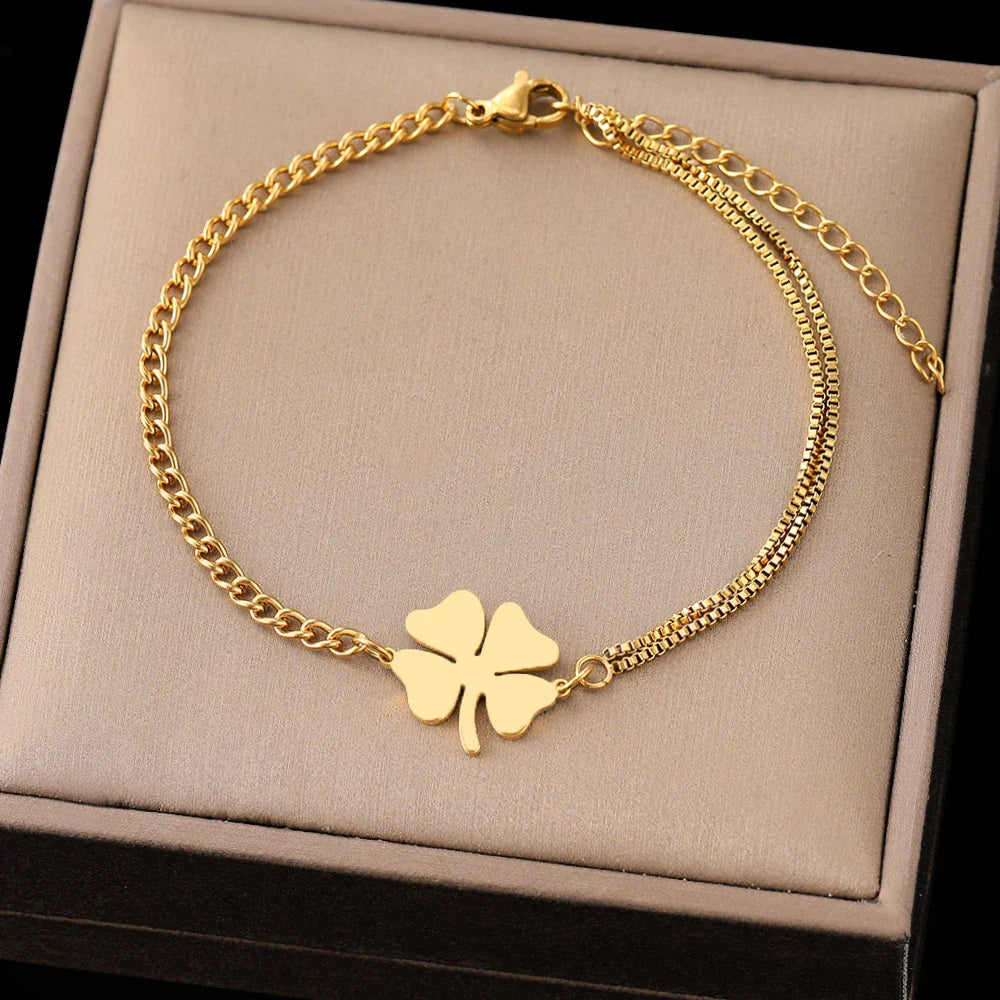 Bracelets for Women  Bracelets Classic Lucky Clovers Pendant Hip Hop Jewelry