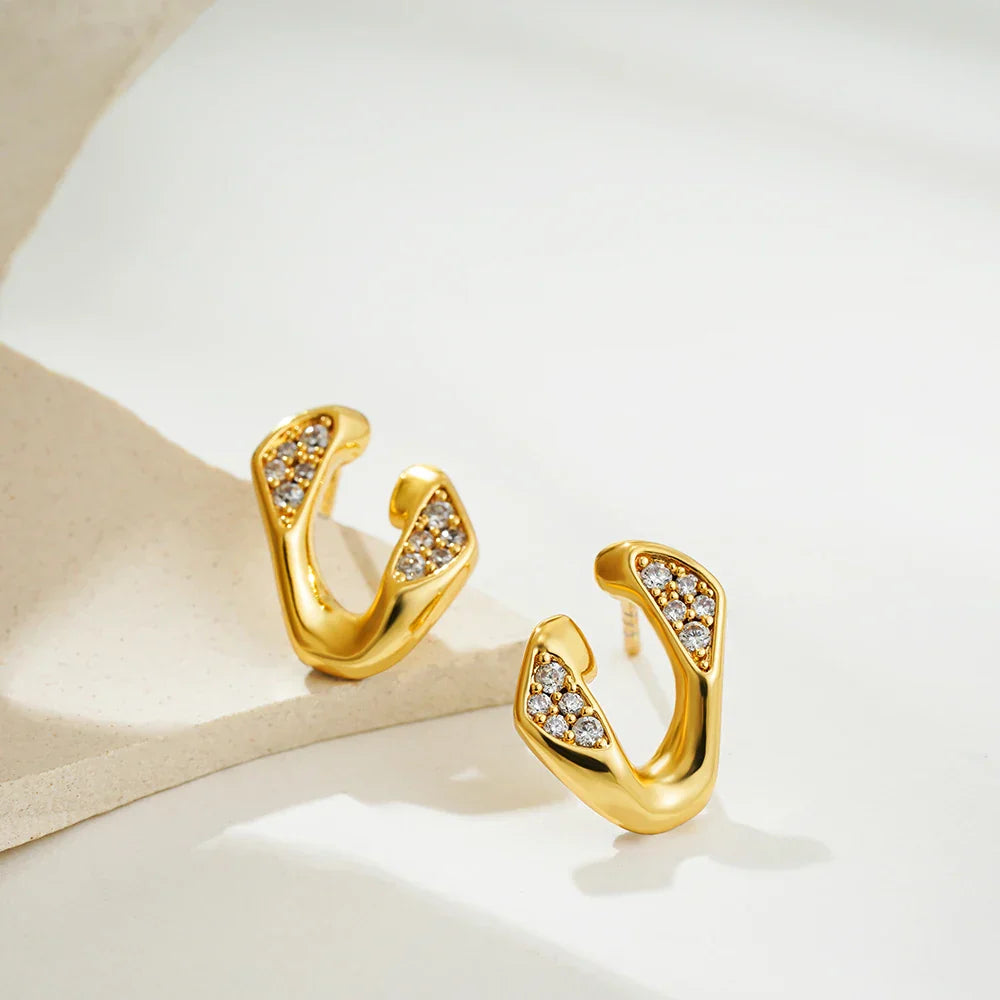 Glossy Three Layer Textured Intersecting Knot Gold Earrings for Women  Earring Vintage Jewelry