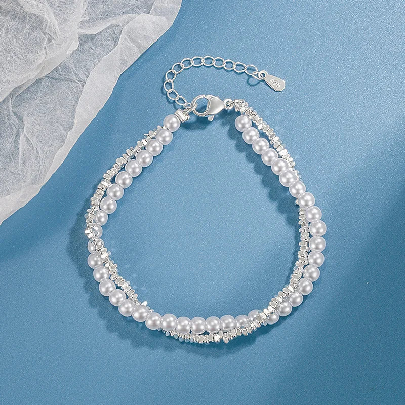 Silver Bracelets for Women 925 Sterling Silver Shiny Zircon Flower Wedding Jewelry