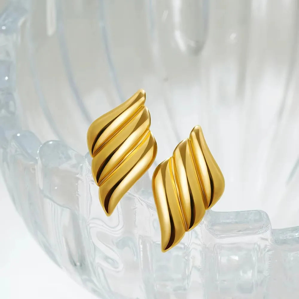 Glossy Three Layer Textured Intersecting Knot Gold Earrings for Women  Earring Vintage Jewelry