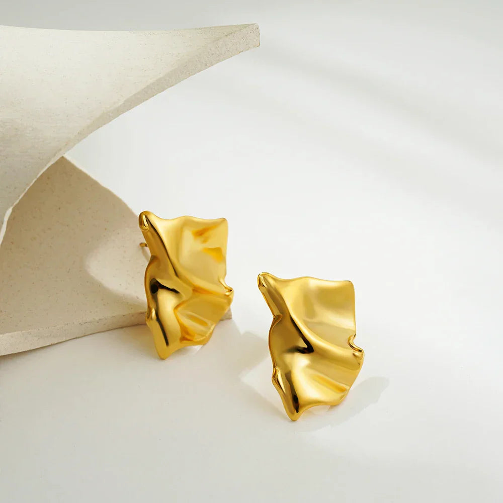 Glossy Three Layer Textured Intersecting Knot Gold Earrings for Women  Earring Vintage Jewelry