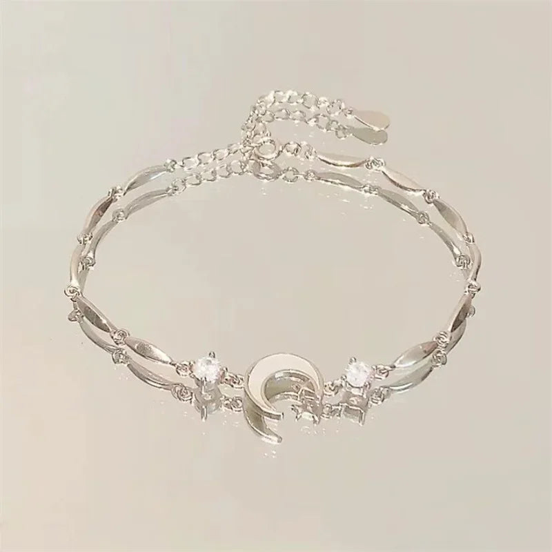 Bracelets for Women Shiny Pink Crystal Cherry Bloss Bow Flowers Zircon Bracelet Party Jewelry