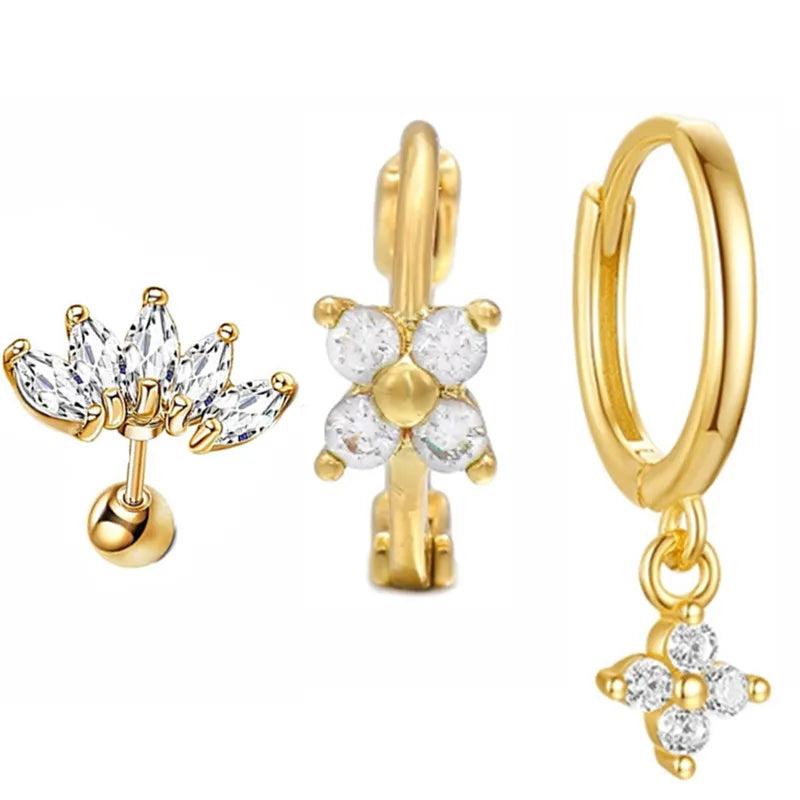 Hoop Earring For Women Star Moon Pendant Cartilage Earring Piercing Jewelry