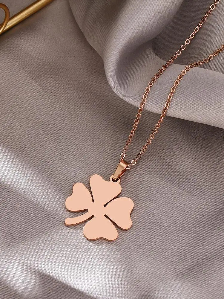 Necklace For Women Clover Gold Color Pendant Necklace Engagement Jewelry