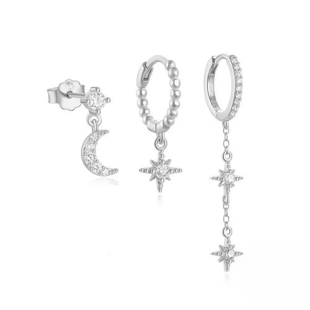 Hoop Earring For Women Star Moon Pendant Cartilage Earring Piercing Jewelry