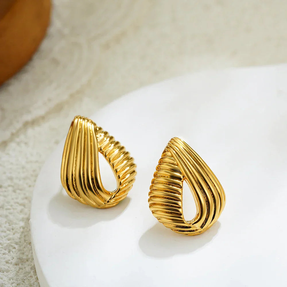 Glossy Three Layer Textured Intersecting Knot Gold Earrings for Women  Earring Vintage Jewelry