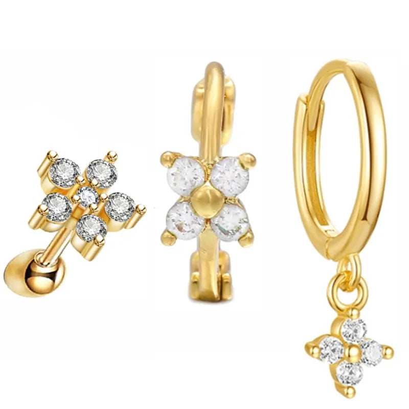 Hoop Earring For Women Star Moon Pendant Cartilage Earring Piercing Jewelry