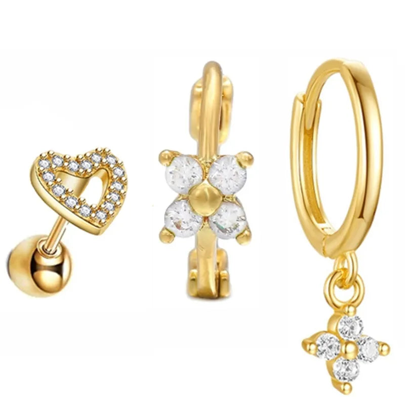 Hoop Earring For Women Star Moon Pendant Cartilage Earring Piercing Jewelry