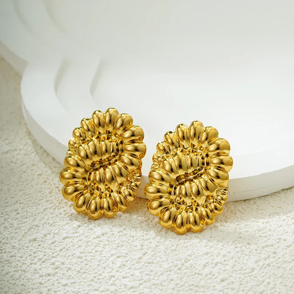 Glossy Three Layer Textured Intersecting Knot Gold Earrings for Women  Earring Vintage Jewelry