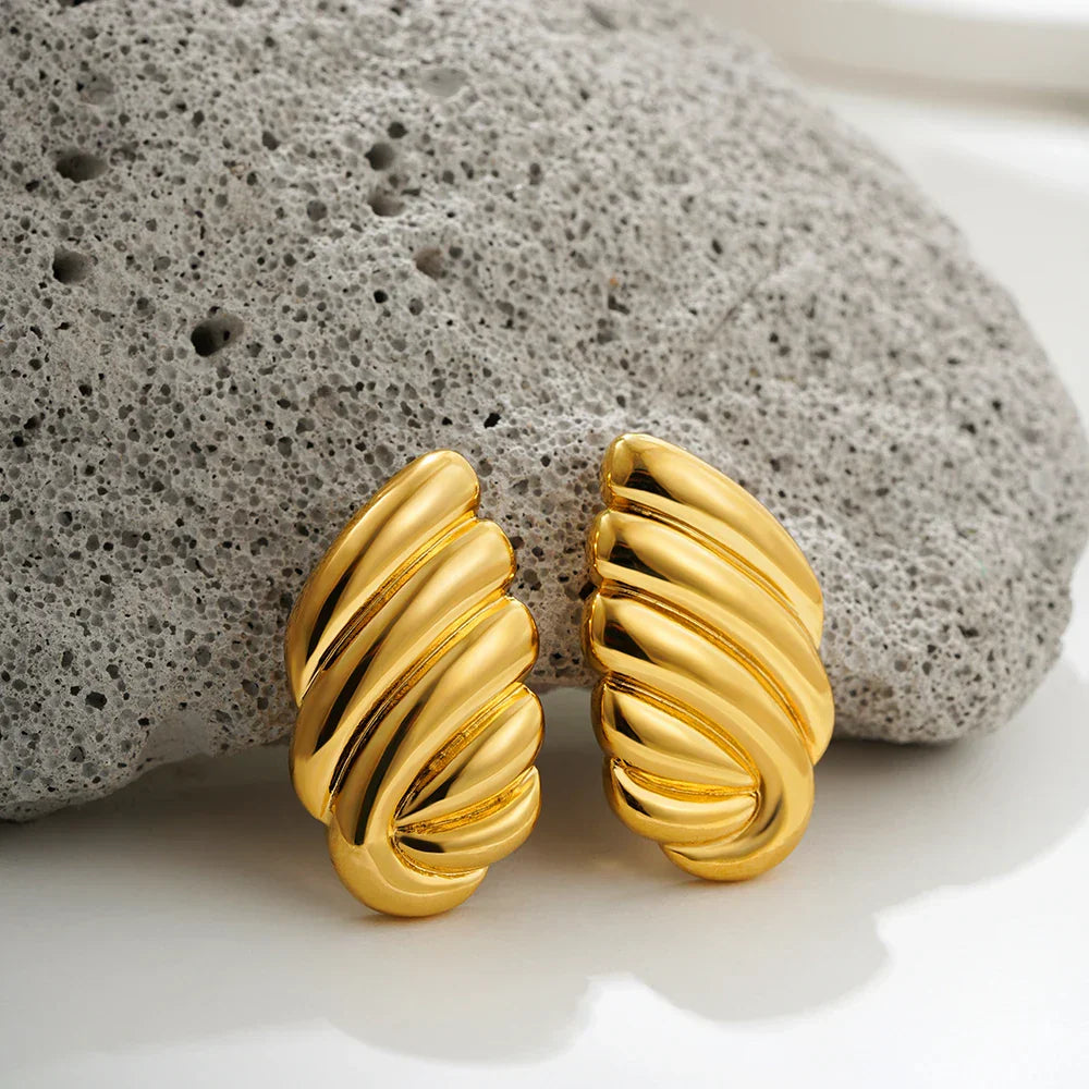 Glossy Three Layer Textured Intersecting Knot Gold Earrings for Women  Earring Vintage Jewelry