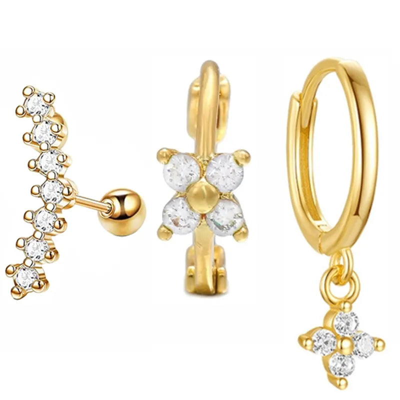 Hoop Earring For Women Star Moon Pendant Cartilage Earring Piercing Jewelry