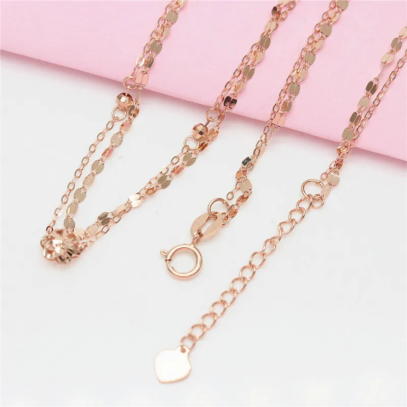 Gold Bracelets for Women 585 Purple Flower Double Plated 14K Rose Gold Sparkling Party Jewelry