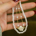 Vintage Bracelets for Women White Camellia Flower Elegant Double Layer Simulated Pearl Beads Bracelet Jewelry 2025