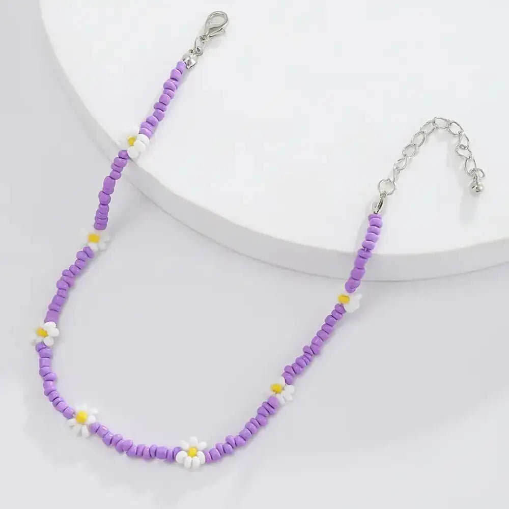 Bohemia Necklace for Women Fashion Short Daisy Jewelry Gift Flowers Choker