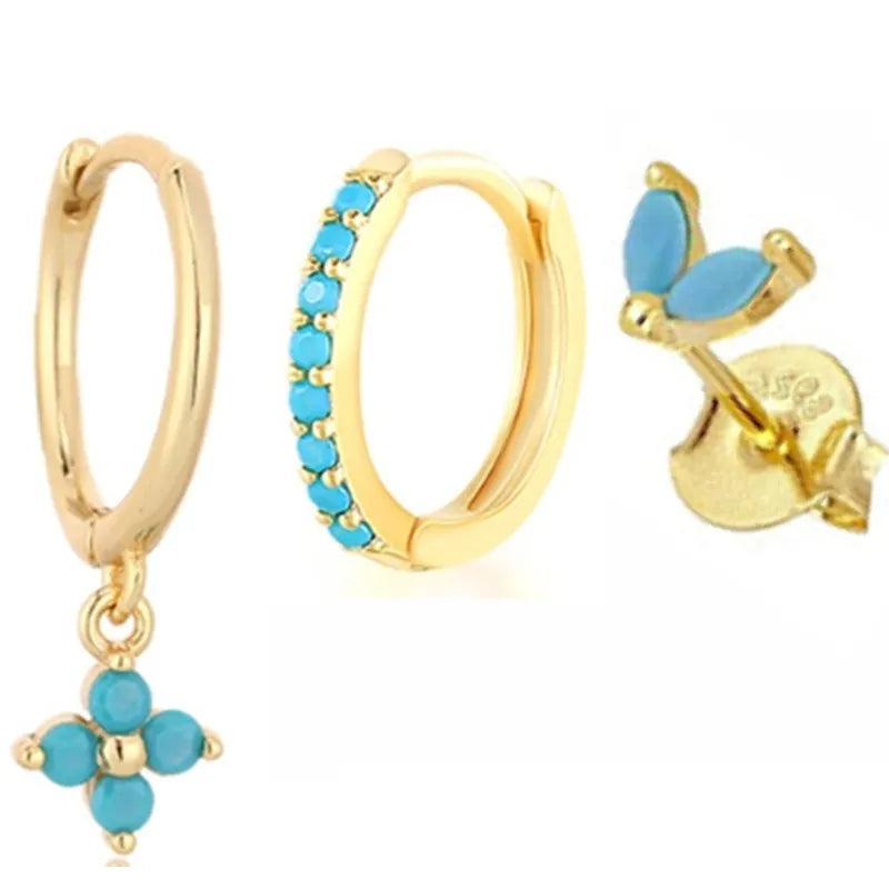 Hoop Earring For Women Star Moon Pendant Cartilage Earring Piercing Jewelry
