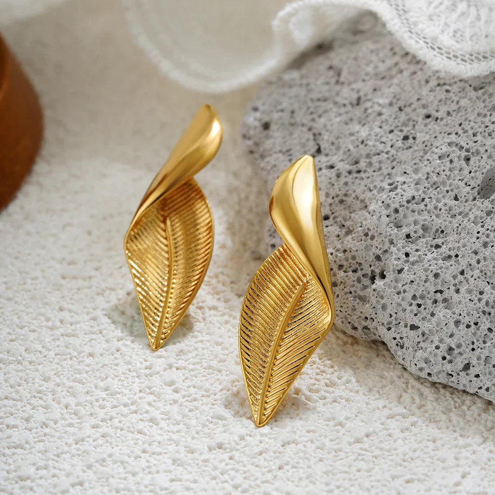 Glossy Three Layer Textured Intersecting Knot Gold Earrings for Women  Earring Vintage Jewelry