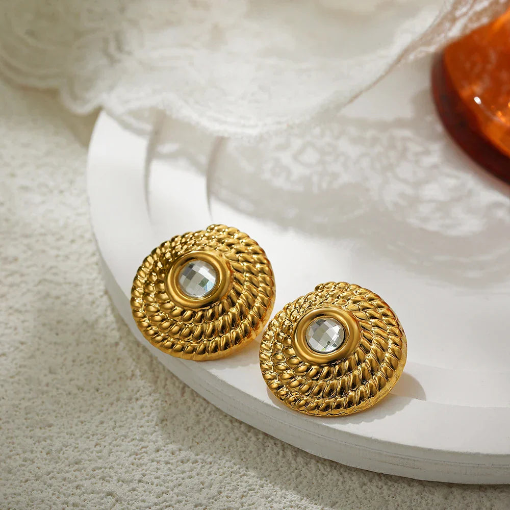 Glossy Three Layer Textured Intersecting Knot Gold Earrings for Women  Earring Vintage Jewelry