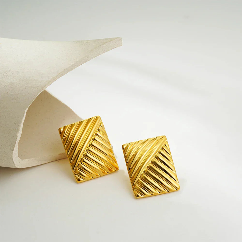 Glossy Three Layer Textured Intersecting Knot Gold Earrings for Women  Earring Vintage Jewelry