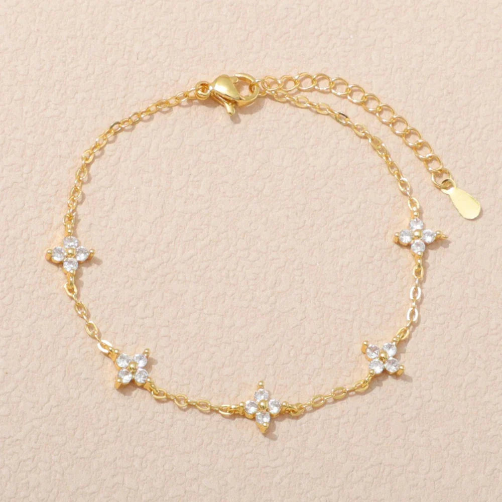 Silver Bracelets for Women 925 Sterling Silver Shiny Zircon Flower Wedding Jewelry