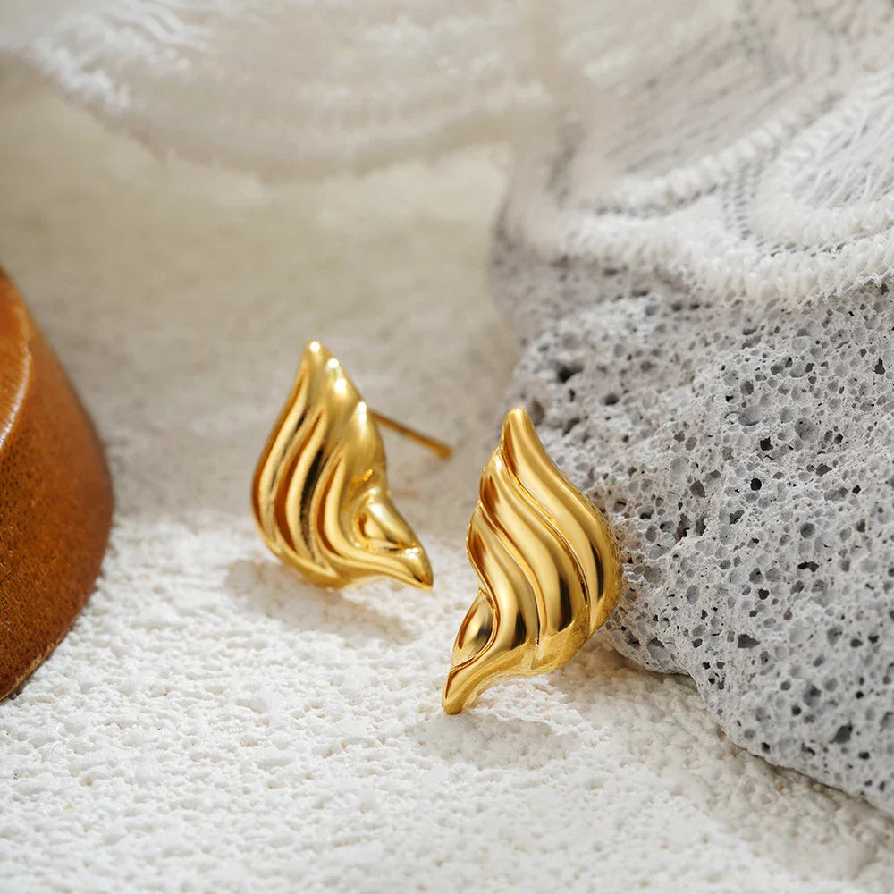 Glossy Three Layer Textured Intersecting Knot Gold Earrings for Women  Earring Vintage Jewelry