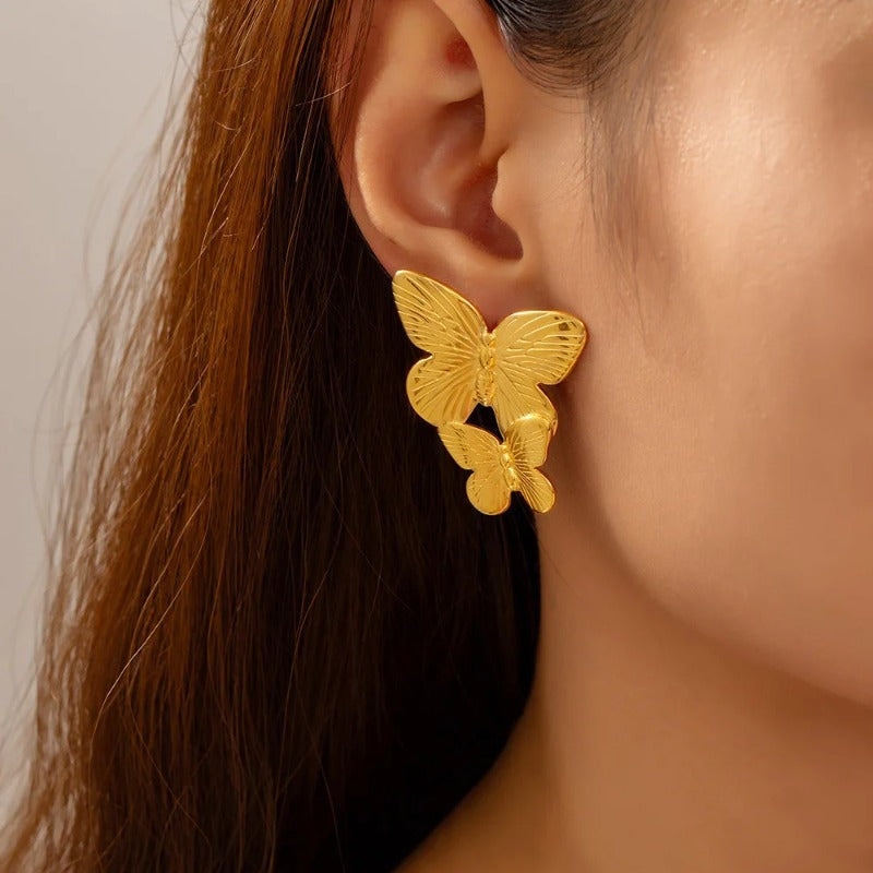 New Dangle Earrings for Women Large Butterfly Drop Earrings Wedding Women Gold Jewelry