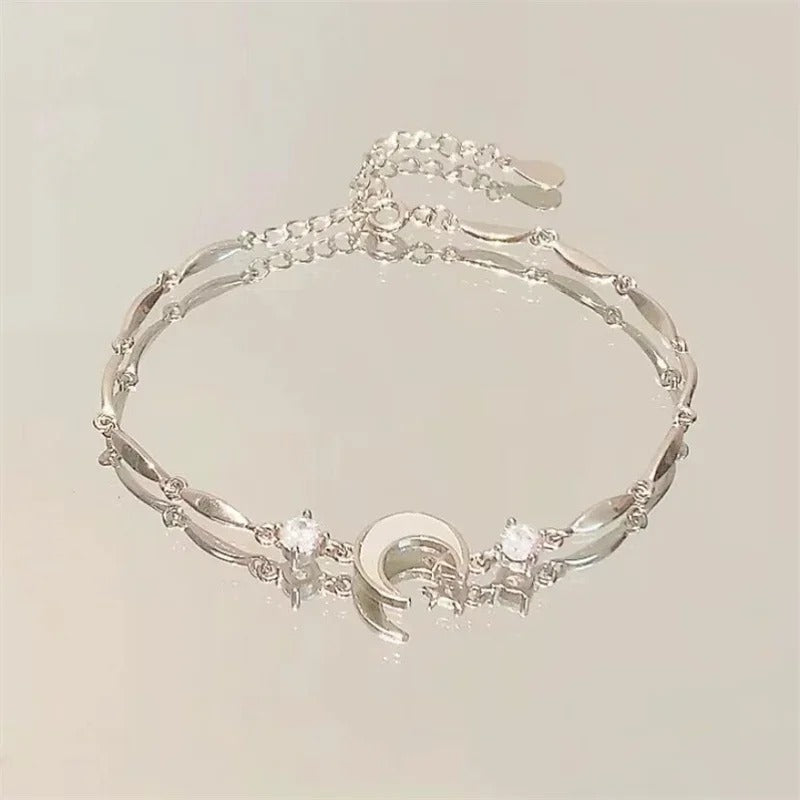 Bracelets for Women Shiny Pink Crystal Cherry Bloss Bow Flowers Zircon Bracelet Party Jewelry