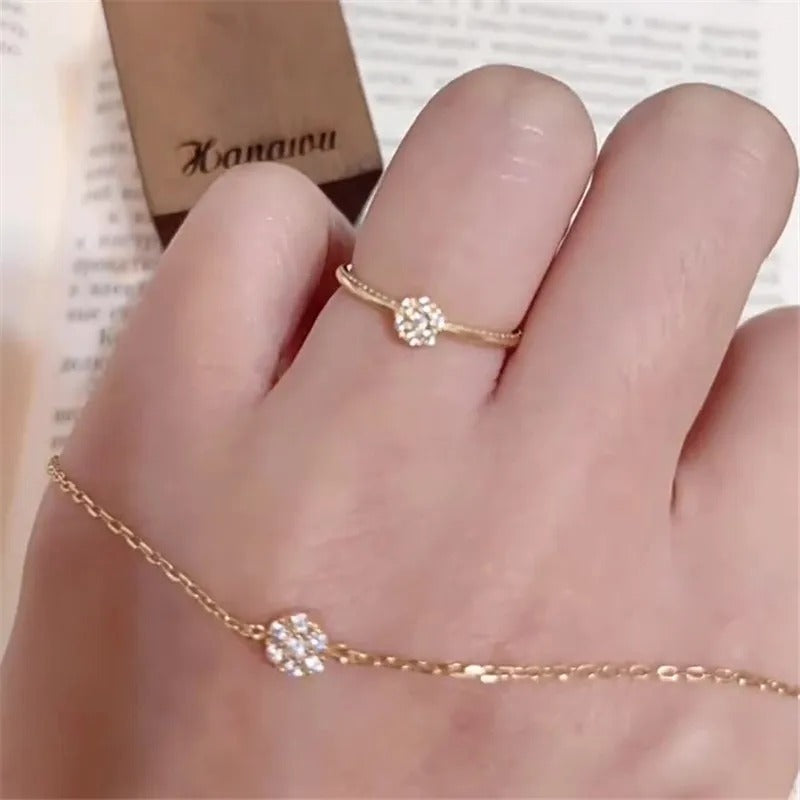 Gold Bracelets for Women 925 Sterling Silver Plating 14K Gold Exquisite Flower Zircon Light Luxury Jewelry Accessories