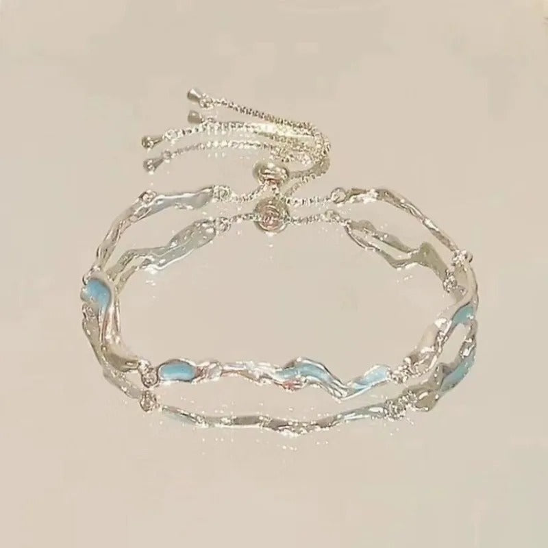 Bracelets for Women Shiny Pink Crystal Cherry Bloss Bow Flowers Zircon Bracelet Party Jewelry